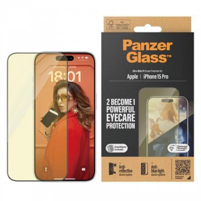 PanzerGlass ® Eyecare Screen Protection iPhone 15 Pro | Ultra-Wide Fit w. EasyAligner Przezroczysta ochrona ekranu Apple 1 szt.