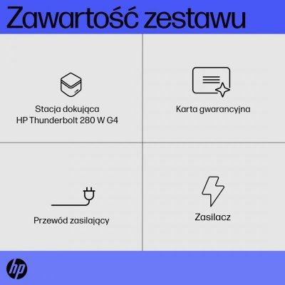 Stacja dokująca + zasilacz HP Thunderbolt Dock G4 280W z przewodem combo czarna 4J0G4AA