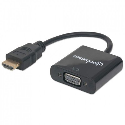Adapter MANHATTAN HDMI-St.&gt; VGA-Bu. [bk] Polybag