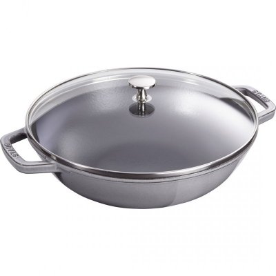 Wok żeliwny z pokrywką Staub - 30 cm, Grafitowy