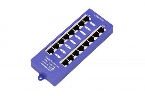 Extralink Gigabit PoE Injector 8 Portowy 8x 1000Mb/s RJ45, Mode B