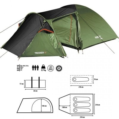Namiot kempingowy NILS CAMP Trekker III NC6312 3 osobowy zielony