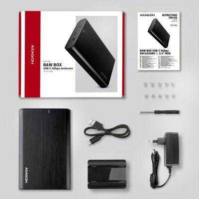 Axagon EE35-A6C obudowa do dysków twardych Obudowa HDD Czarny 3.5&quot;