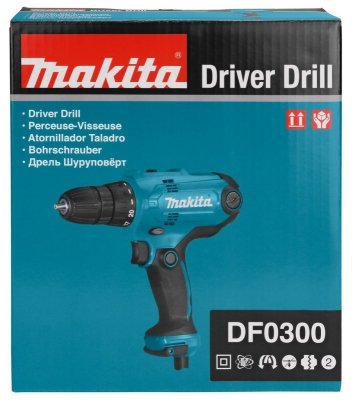 Makita DF0300 wiertło 1500 RPM Zamek centralny 1,2 kg Czarny, Niebieski