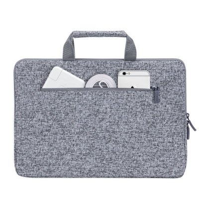 Etui na laptop 13,3&quot; RIVACASE Anvik, jasny szare, z uchwytem, z materiału wodoodpornego, pluszowe wnętrze, tylna kieszeń na
