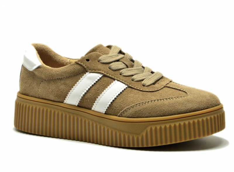 Półbuty sneakersy 40 skóra FILIPPO 6776 beżowe skórzane zamsz beżowe