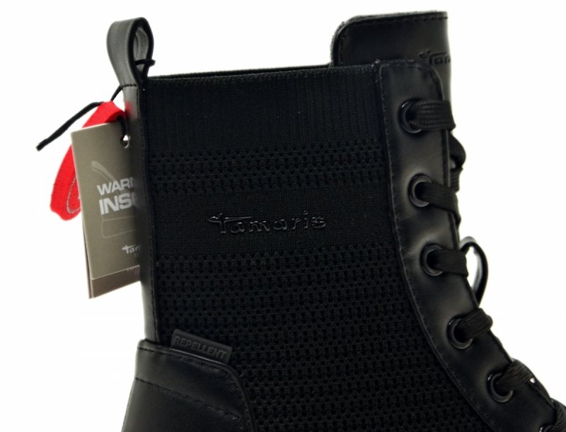 Botki 38 TAMARIS 86211  czarne duo-tex płaskie