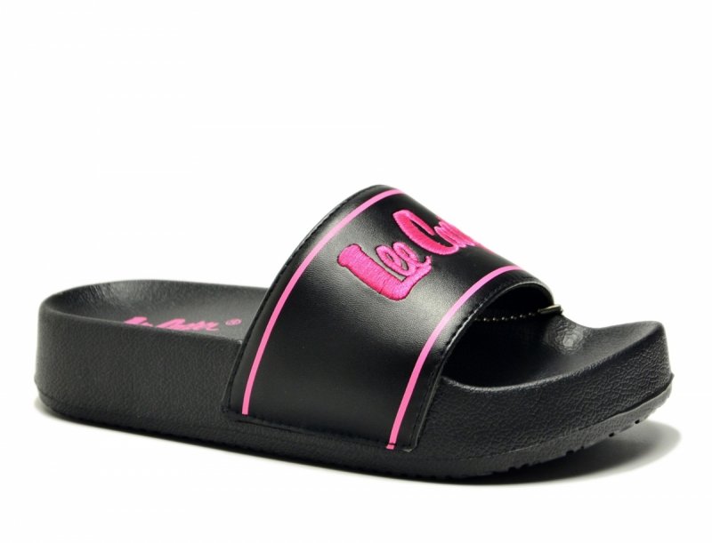 Klapki damskie 41 LEE COOPER 3530 czarne różowe