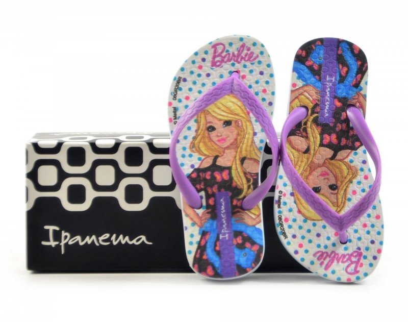 Klapki IPANEMA 29/30 japonki 82927 białe fioletowe Barbie