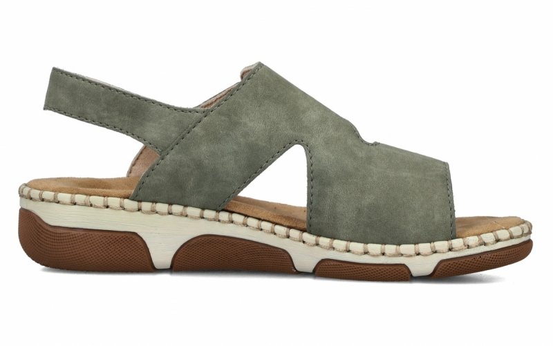 Sandałki zielone 38 RIEKER 66280 płaskie damskie
