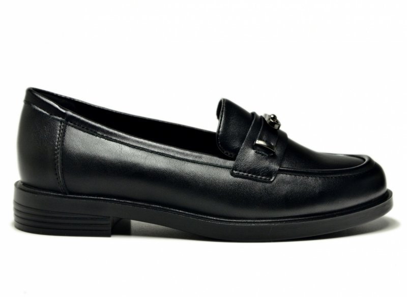 Mokasyny czarne skóra 40 półbuty VINCEZA 18123 skórzane damskie