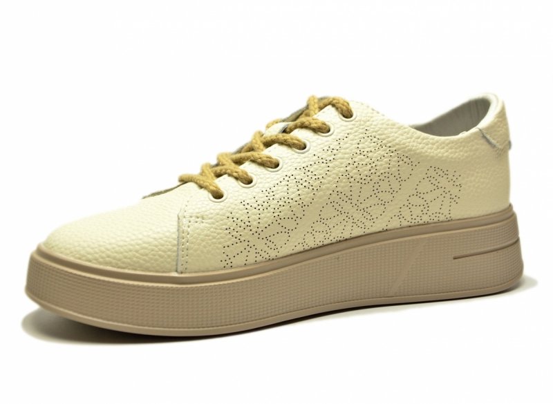 Sneakersy beżowe 40 skóra FILIPPO 6701 skórzane beż półbuty