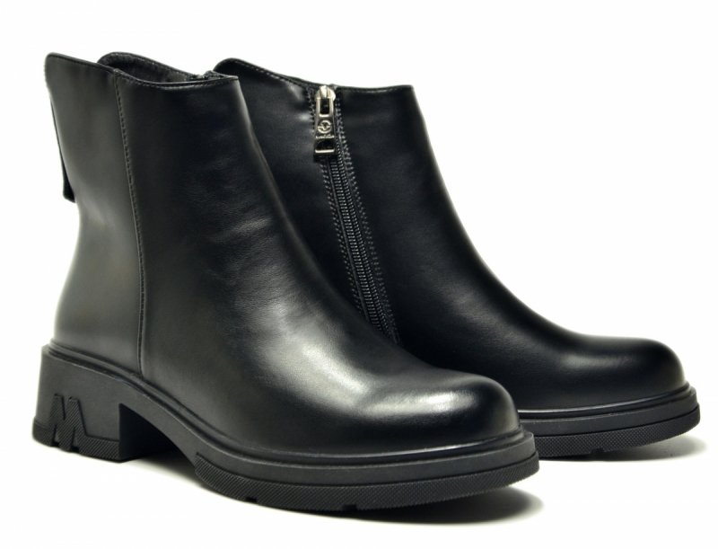 Botki 36 VINCEZA 39956 czarne skóra skórzane damskie płaskie