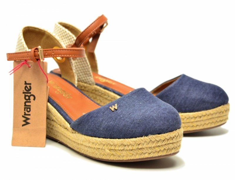 Sandały WRANGLER 39 BELA espadrylegranatowe na koturnie damskie beżowe
