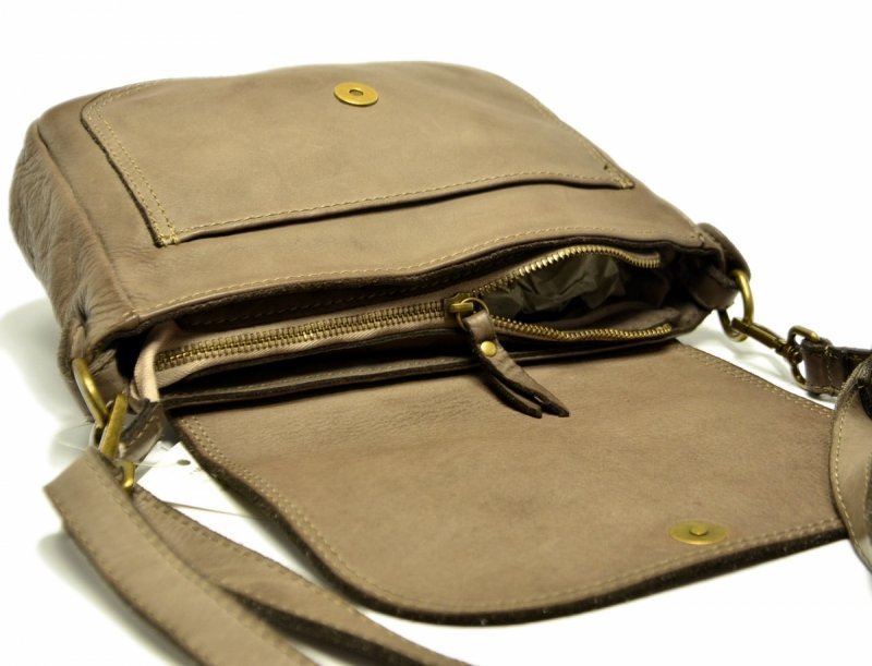 TOREBKA listonoszka MIKO skóra taupe vintage skórzana damska