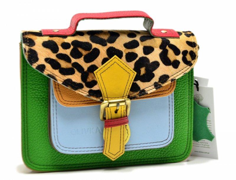 Torebka listonoszka OLIVKA skóra kolorowa skórzana 