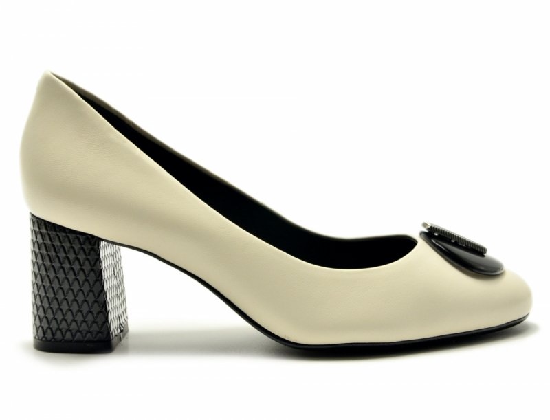 Czółenka 40 skóra złamana biel póbuty 11804 na obcasie CAPELLI ROSSI