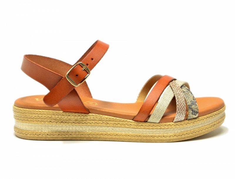 Sandałki 37 skóra VERANO 14633 na platformie camel skórzane brąz