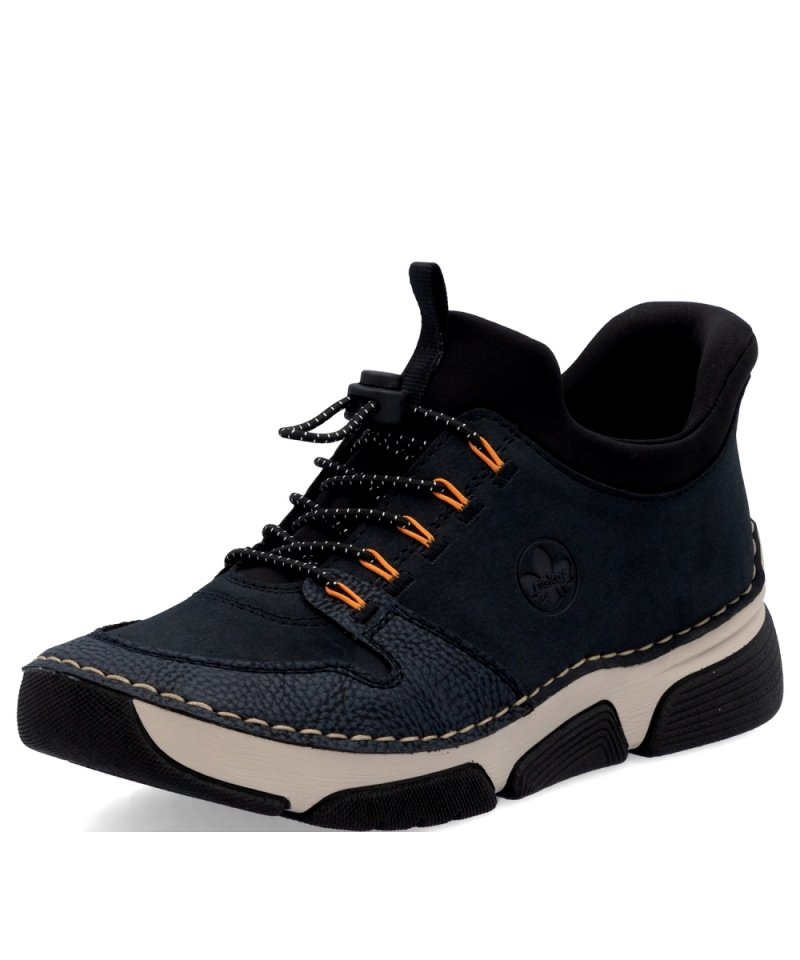 BOTKI sneakersy 36 RIEKER 45963 skóra granatowe damskie półbuty