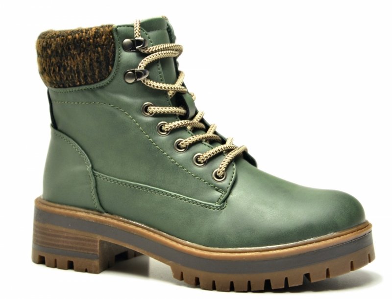 Botki 37 VINCEZA 87722 zielone damskie płaskie