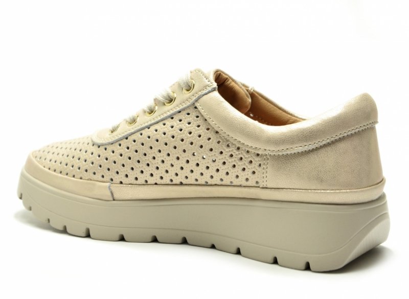 Półbuty 41 złote beżowe skóra VINCEZA 79629 skórzane ażurowane