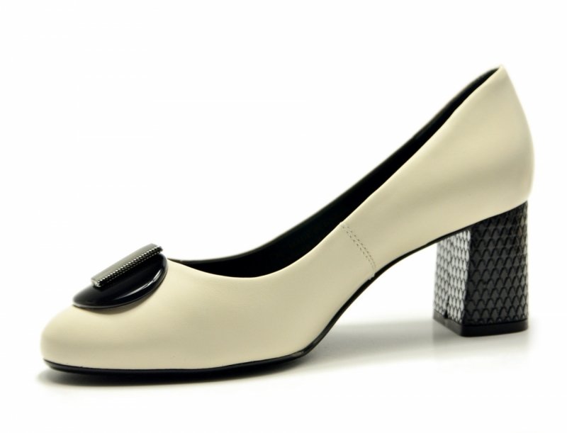 Czółenka 40 skóra złamana biel póbuty 11804 na obcasie CAPELLI ROSSI
