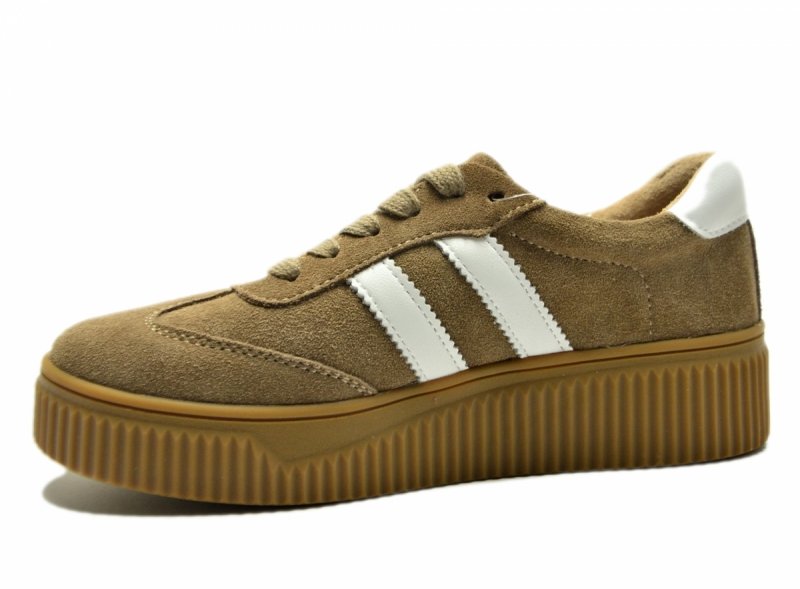 Półbuty sneakersy 40 skóra FILIPPO 6776 beżowe skórzane zamsz beżowe