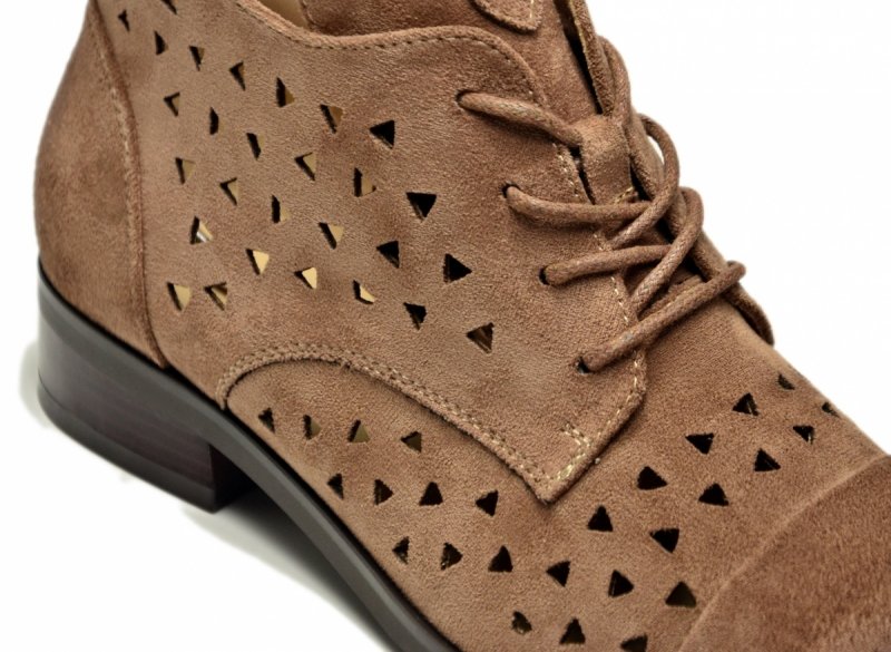 Botki 39 beżowe VINCEZA 58620 ażurowane zamsz beż damskie