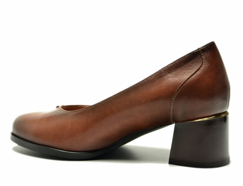Czółenka 40 POTOCKI 12712 brązowe brąz na obcasie