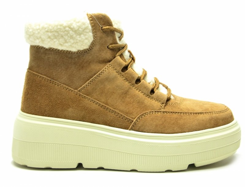 Botki 36 VINCEZA 953546 camel skóra skórzane damskie płaskie