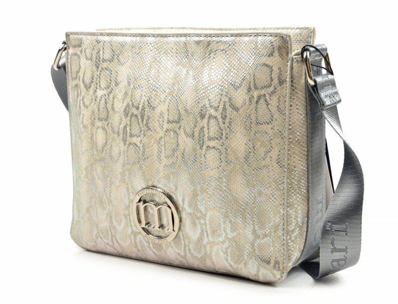 TOREBKA listonoszka MONNARI BAG 0240 srebrna szara wąż