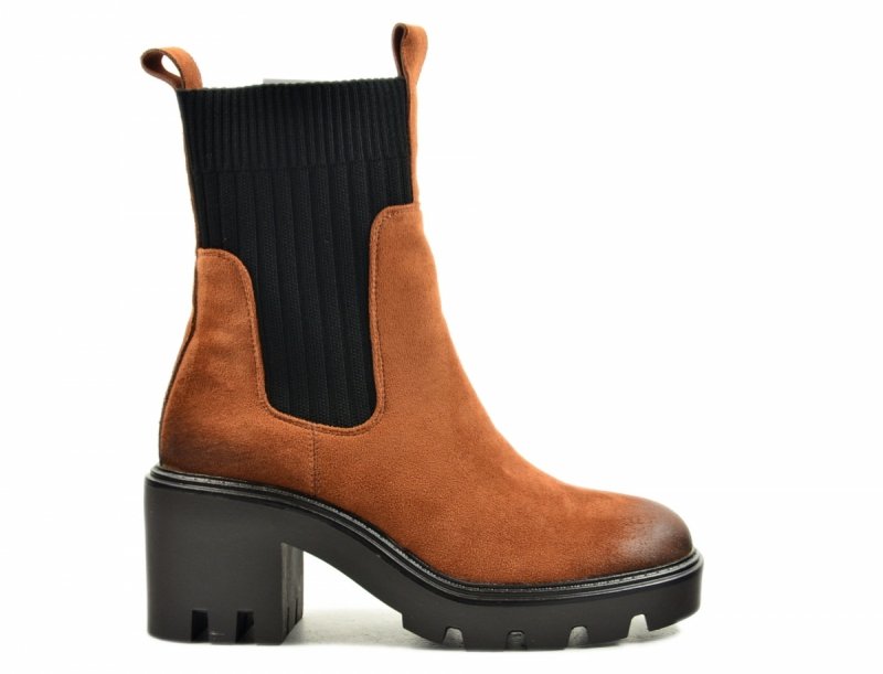 Botki 40 POTOCKI 12242 camel brązowe brąz zamsz