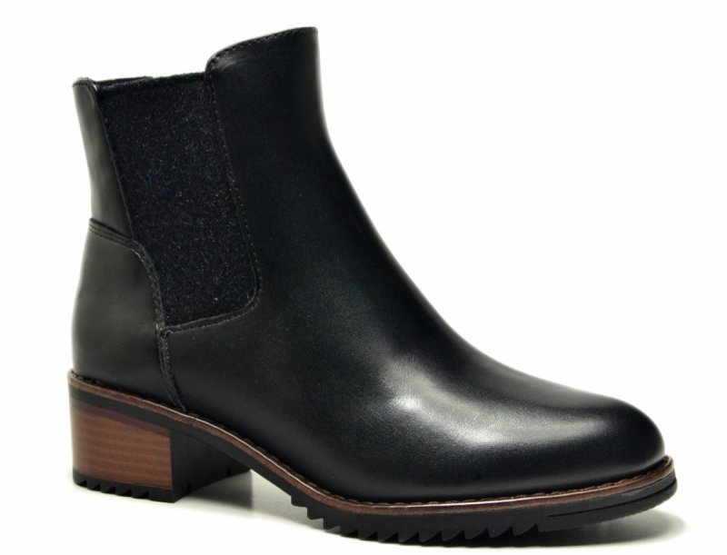 Botki 39 MARCO TOZZI skóra 25376 czarne skórzane brąz