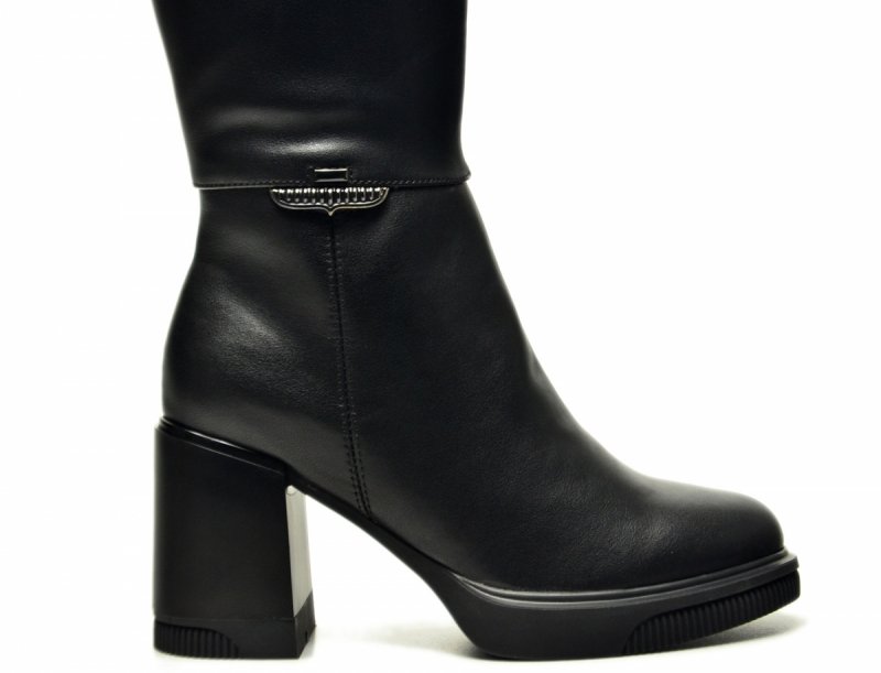 Kozaki 37 VINCEZA 66826 czarne skóra skórzane damskie na obcasie