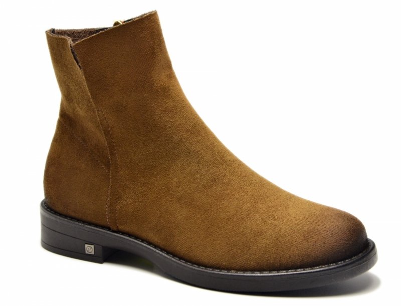 Botki 39 POTOCKI 12515 brązowe zamsz camel damskie płaskie brąz