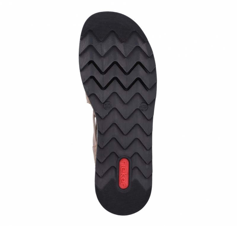 Sandałki beżowe złote 36 RIEKER 7972 beż na koturnie platformie