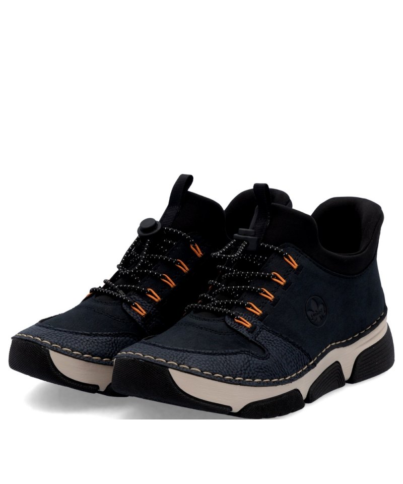 BOTKI sneakersy 37 RIEKER 45963 skóra granatowe damskie półbuty