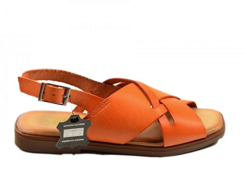 Sandałki 37 skóra VERANO 3006 pomarańczowe płaskie skórzane