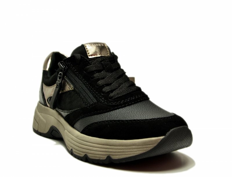 Półbuty 37 TAMARIS 83705 skóra sneakersy czarne skórzane haluksy