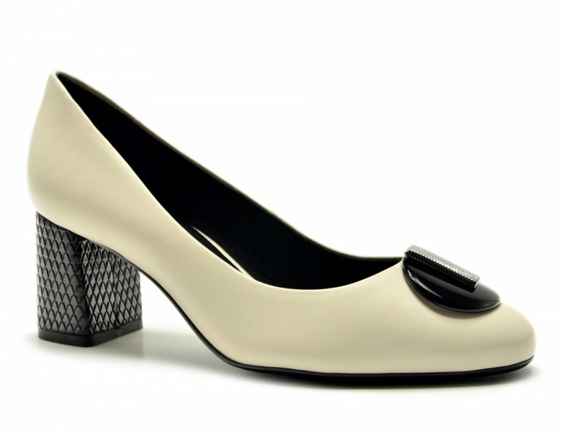 Czółenka 37 skóra złamana biel póbuty 11804 na obcasie CAPELLI ROSSI