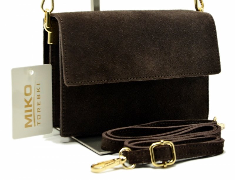 TOREBKA listonoszka skóra brązowa skórzana zamsz MIKO damska 