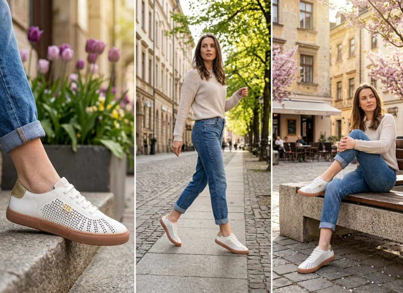 Półbuty sneakersy 36 białe skóra  BOTTERO 376604 skórzane ażurowane