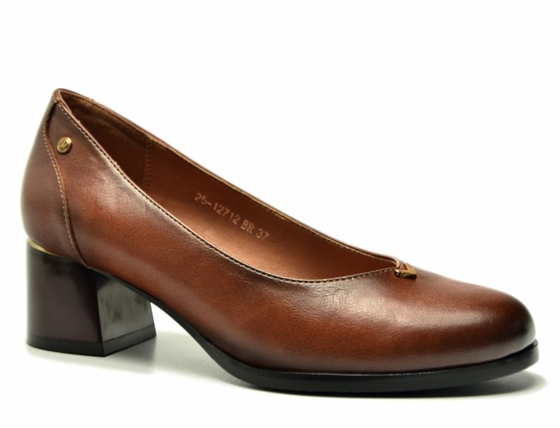 Czółenka 41 POTOCKI 12712 brązowe brąz na obcasie