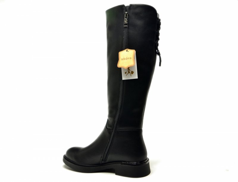 Kozaki 37 VINCEZA 66822 czarne skóra skórzane damskie płaskie