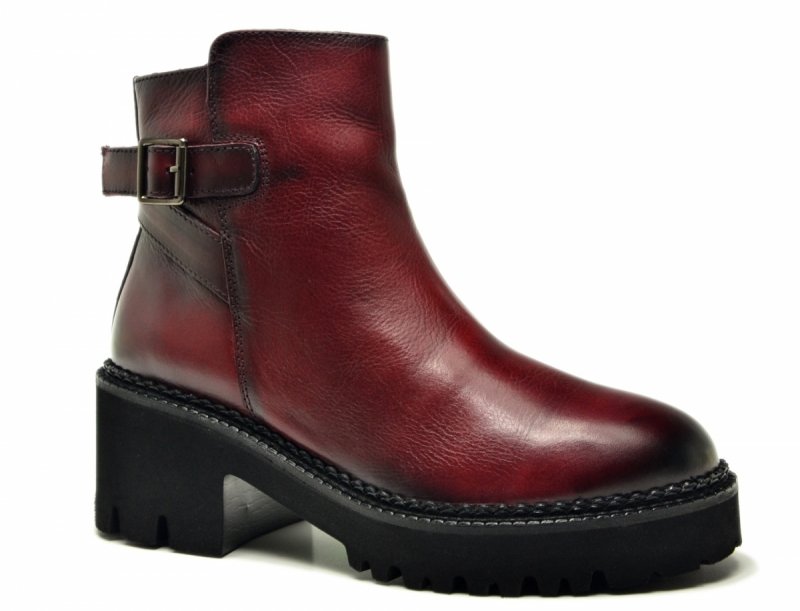 Botki 41 skóra bordowe skórzane 865 damskie JORGE OLIVEIRA