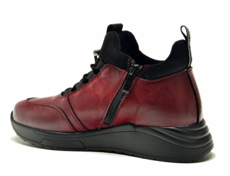 Botki 38 skóra FILIPPO 7168 bordowe skórzane damskie sportowe bordo