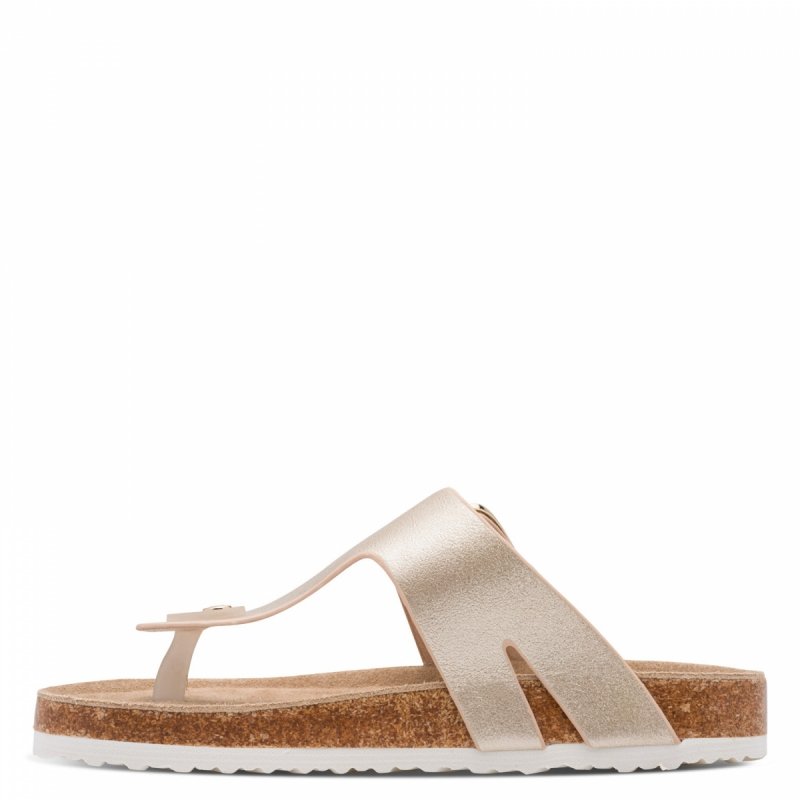 Klapki japonki złote 40 MARCO TOZZI 27120 płaskie