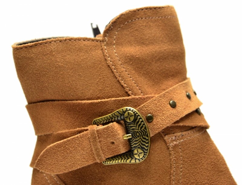 Botki 39 BOTTERO 347707 skóra kowbojki brązowe skórzane zamsz brąz