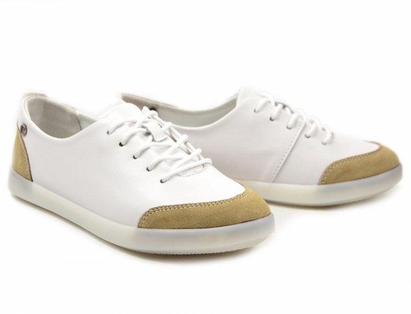 Półbuty sneakersy 40 skóra FILIPPO 6130 białe skórzane beżowe