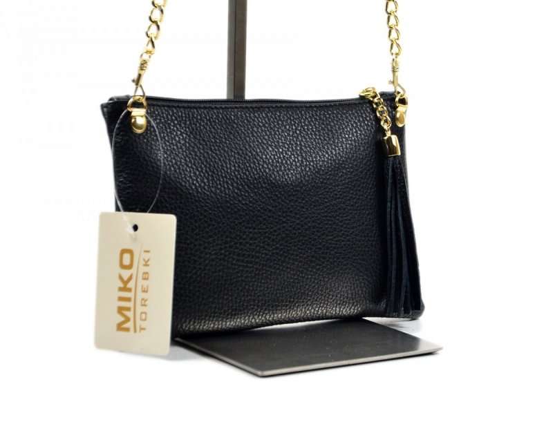 TOREBKA skóra listonoszka MIKO czarna kopertówka 